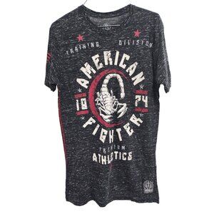 American Fighters Mens Premium Athletics T-Shirt Medium Gray Short Sleeve Grunge
